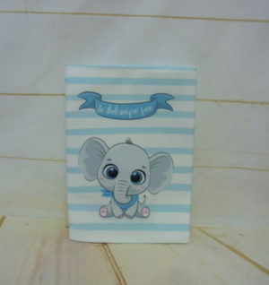 υφασμάτινη θήκη για το βιβλιάριο υγείας του μωρού baby elephant (blue)